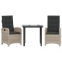 Set comedor de jardín 3 pzas cojines ratán sintético gris claro de , Conjuntos de jardín - Ref: Foro24-3212420, Precio: 320,1...