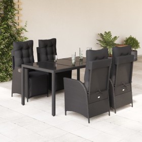 Set de muebles jardín 5 pzas con cojines ratán sintético negro de , Conjuntos de jardín - Ref: Foro24-3213322, Precio: 653,58...