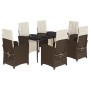 Set comedor de jardín 7 pzas con cojines ratán sintético marrón de , Conjuntos de jardín - Ref: Foro24-3212546, Precio: 879,2...