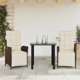 Set comedor de jardín 3 piezas y cojines ratán sintético marrón de , Conjuntos de jardín - Ref: Foro24-3213413, Precio: 334,4...