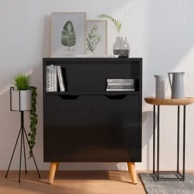 Aparador de madera de ingeniería negro brillo 60x30x72 cm de vidaXL, Aparadores - Ref: Foro24-326829, Precio: 75,94 €, Descue...