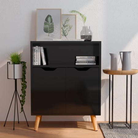 Aparador de madera de ingeniería negro brillo 60x30x72 cm de vidaXL, Aparadores - Ref: Foro24-326829, Precio: 74,48 €, Descue...