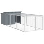 Caseta perros con corral acero galvanizado gris 153x396x110 cm de , Casetas para perros - Ref: Foro24-3214223, Precio: 335,98...