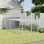 Caseta perros con corral acero galvanizado gris 153x396x110 cm de , Casetas para perros - Ref: Foro24-3214223, Precio: 335,98...