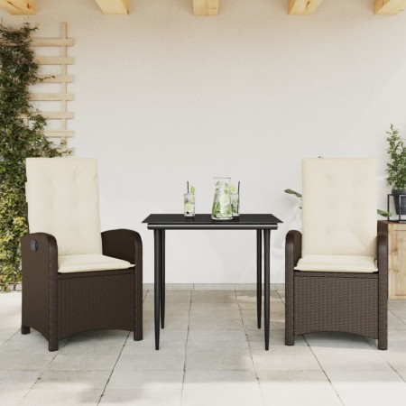 Set comedor de jardín 3 piezas y cojines ratán sintético marrón de , Conjuntos de jardín - Ref: Foro24-3212330, Precio: 338,7...