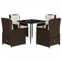 Set comedor de jardín 5 piezas y cojines ratán sintético marrón de , Conjuntos de jardín - Ref: Foro24-3262841, Precio: 540,9...