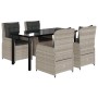 Set comedor de jardín 5 pzas cojines ratán sintético gris claro de , Conjuntos de jardín - Ref: Foro24-3262906, Precio: 590,2...