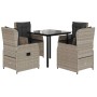 Set comedor de jardín 5 pzas cojines ratán sintético gris claro de , Conjuntos de jardín - Ref: Foro24-3262904, Precio: 528,3...