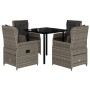 Set comedor de jardín 5 piezas con cojines ratán sintético gris de , Conjuntos de jardín - Ref: Foro24-3262862, Precio: 643,8...