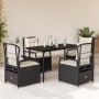 Set de muebles jardín 5 pzas con cojines ratán sintético negro de , Conjuntos de jardín - Ref: Foro24-3262959, Precio: 495,28...