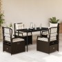 Set comedor de jardín 5 piezas y cojines ratán sintético marrón de , Conjuntos de jardín - Ref: Foro24-3262973, Precio: 510,0...