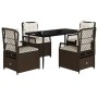 Set comedor de jardín 5 piezas y cojines ratán sintético marrón de , Conjuntos de jardín - Ref: Foro24-3262973, Precio: 510,0...