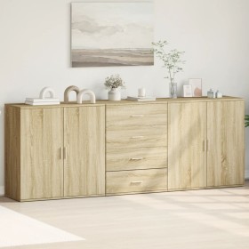 Aparadores 3 uds madera contrachapada color roble sonoma de , Aparadores - Ref: Foro24-3276611, Precio: 267,07 €, Descuento: %