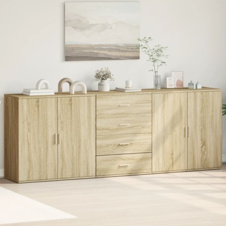 Aparadores 3 uds madera contrachapada color roble sonoma de , Aparadores - Ref: Foro24-3276611, Precio: 267,07 €, Descuento: %