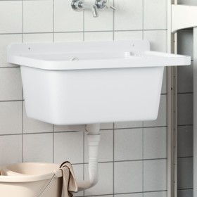 Fregadero utilitario de pared resina blanco 60x40x28 cm de , Fregaderos - Ref: Foro24-4002795, Precio: 78,58 €, Descuento: %
