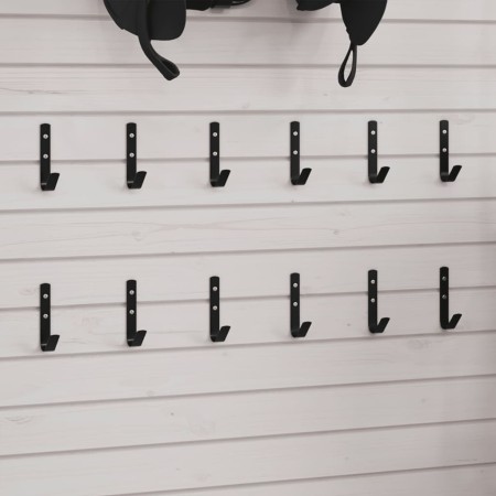 Ganchos de pared en fomra de J 12 unidades acero negro de , Accesorios para riendas de caballos - Ref: Foro24-172460, Precio:...