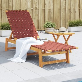 Tumbona con mesa madera maciza de acacia y tela roja de , Tumbonas - Ref: Foro24-3214214, Precio: 160,10 €, Descuento: %