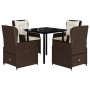 Set comedor de jardín 5 piezas y cojines ratán sintético marrón de , Conjuntos de jardín - Ref: Foro24-3262848, Precio: 520,8...