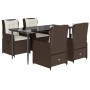 Set comedor de jardín 5 piezas y cojines ratán sintético marrón de , Conjuntos de jardín - Ref: Foro24-3262843, Precio: 557,4...