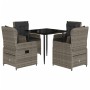 Set comedor de jardín 5 piezas con cojines ratán sintético gris de , Conjuntos de jardín - Ref: Foro24-3262855, Precio: 672,7...
