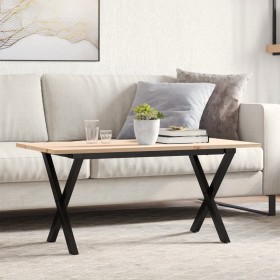 Mesa de centro marco X madera maciza pino y acero 90x40x35 cm de , Mesas de cocina y de comedor - Ref: Foro24-3282686, Precio...