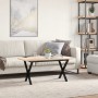 Mesa de centro marco X madera maciza pino y acero 90x40x35 cm de , Mesas de cocina y de comedor - Ref: Foro24-3282686, Precio...