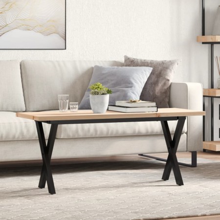 Mesa de centro marco X madera maciza pino y acero 110x40x45,5cm de , Mesas de cocina y de comedor - Ref: Foro24-3282755, Prec...