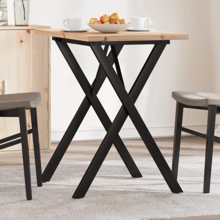 Mesa de comedor marco X madera maciza pino y acero 80x50x75,5cm de , Mesas de cocina y de comedor - Ref: Foro24-3282760, Prec...