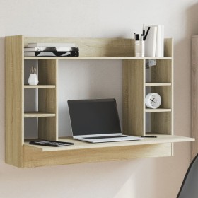 Escritorio de pared madera ingeniería roble Sonoma 105x48x75 cm de , Escritorios - Ref: Foro24-847970, Precio: 81,76 €, Descu...