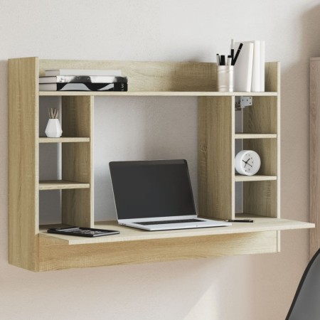 Escritorio de pared madera ingeniería roble Sonoma 105x48x75 cm de , Escritorios - Ref: Foro24-847970, Precio: 81,76 €, Descu...