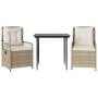 Set comedor de jardín 3 pzas con cojines ratán sintético beige de , Conjuntos de jardín - Ref: Foro24-3263013, Precio: 305,42...