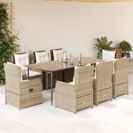 Set comedor de jardín 9 pzas con cojines ratán sintético beige de , Conjuntos de jardín - Ref: Foro24-3262888, Precio: 1,00 €...