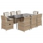 Set comedor de jardín 9 pzas con cojines ratán sintético beige de , Conjuntos de jardín - Ref: Foro24-3262888, Precio: 1,00 €...