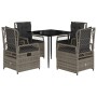 Set comedor de jardín 5 piezas con cojines ratán sintético gris de , Conjuntos de jardín - Ref: Foro24-3262986, Precio: 485,9...