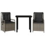 Set comedor de jardín 3 piezas con cojines ratán sintético gris de , Conjuntos de jardín - Ref: Foro24-3262992, Precio: 282,4...