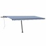 Toldo de pie automático azul y blanco 500x300 cm de , Toldos - Ref: Foro24-3069786, Precio: 588,82 €, Descuento: %