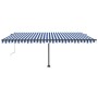 Toldo de pie automático azul y blanco 500x300 cm de , Toldos - Ref: Foro24-3069786, Precio: 588,82 €, Descuento: %