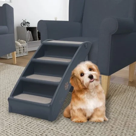 Dark gray 4-step folding dog ladder by vidaXL, Pet Steps and Ramps - Ref: Foro24-171172, Price: 61,96 €, Discount: %