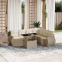 Set sofás de jardín 7 piezas y cojines ratán sintético beige en Conjuntos de jardín | Comprar online en Foru.es