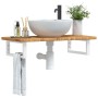 Estante de lavabo de pared de acero y madera maciza de roble de , Tocadores de baño - Ref: Foro24-3302336, Precio: 86,70 €, D...