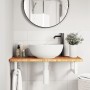 Estante de lavabo de pared de acero y madera maciza de roble de , Tocadores de baño - Ref: Foro24-3302336, Precio: 86,70 €, D...