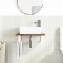 Estante de lavabo de pared de acero y madera maciza de roble de , Tocadores de baño - Ref: Foro24-3302348, Precio: 76,91 €, D...