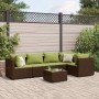 Set muebles de jardín 6 piezas y cojines ratán sintético marrón de , Conjuntos de jardín - Ref: Foro24-3308102, Precio: 407,3...