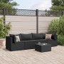 Set de muebles de jardín 5 pzas y cojines ratán sintético negro de , Conjuntos de jardín - Ref: Foro24-3308011, Precio: 401,4...