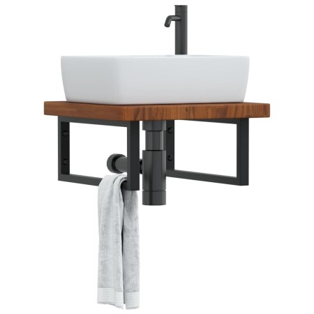Estante de lavabo de pared de acero y madera maciza de roble de , Tocadores de baño - Ref: Foro24-3302413, Precio: 108,05 €, ...
