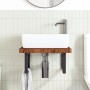 Estante de lavabo de pared de acero y madera maciza de roble de , Tocadores de baño - Ref: Foro24-3302413, Precio: 108,05 €, ...
