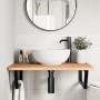 Estante de lavabo de pared de acero y madera maciza de haya de , Tocadores de baño - Ref: Foro24-3302451, Precio: 103,71 €, D...