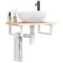 Estante de lavabo de pared de acero y madera maciza de roble de , Tocadores de baño - Ref: Foro24-3302540, Precio: 63,85 €, D...