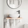 Estante de lavabo de pared de acero y madera maciza de roble de , Tocadores de baño - Ref: Foro24-3302540, Precio: 63,85 €, D...