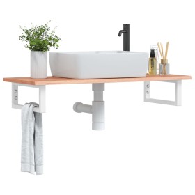 Estante de lavabo de pared de acero y madera maciza de roble de , Tocadores de baño - Ref: Foro24-3302568, Precio: 95,12 €, D...